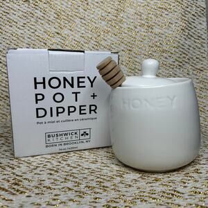 Bushwick‎ Kitchen Honey pot with Dipper-NIB Brooklyn NY made, ceramic